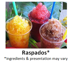 Flor Azul Sunday's MENU (Sun: 6/7/2026) Raspados/Soda